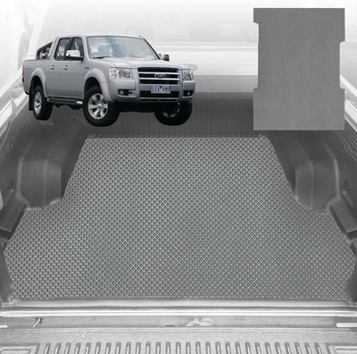 6D Diamond Ute Tub Mat for Ford Ranger (PJ-PK) Super Cab 2006-2011 (with Spray On Liner or No Liner) - Black & Grey - 0