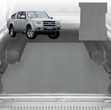 6D Diamond Ute Tub Mat for Ford Ranger (PJ-PK) Super Cab 2006-2011 (with Spray On Liner or No Liner) - Black & Grey - 0