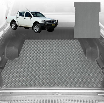 6D Diamond Ute Tub Mat for Mitsubishi Triton Double Cab (ML 2006-2009) (MN 2009-2015) (with Spray On Liner or No Liner) - Black & Grey - 0