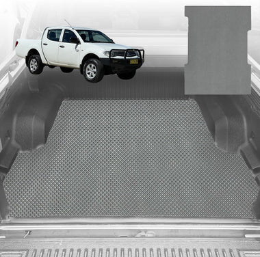6D Diamond Ute Tub Mat for Mitsubishi Triton Double Cab (ML 2006-2009) (MN 2009-2015) (with Spray On Liner or No Liner) - Black & Grey - 0