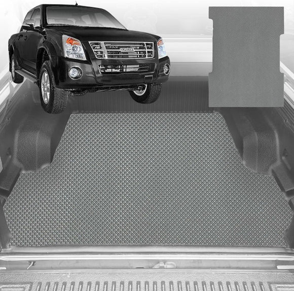 6D Diamond Ute Tub Mat for Isuzu D-Max Crew Cab 2008-2011 (with Spray On Liner or No Liner) - Black & Grey
