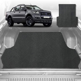 6D Diamond Ute Tub Mat for Ford Ranger (PX2 Dual Cab Ute) 2015-2018 (with Plastic tub Liner) - Black & Grey