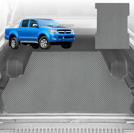 6D Diamond Ute Tub Mat for Toyota Hilux Double Cab 2005-2015 (with Spray on Liner or no Liner)  - Black & Grey - 0