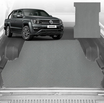 6D Diamond Ute Tub Mat for VolksWagen Amarok Dual Cab 2022-Current (With Factory Plastic Tub Liner) - Black & Grey - 0