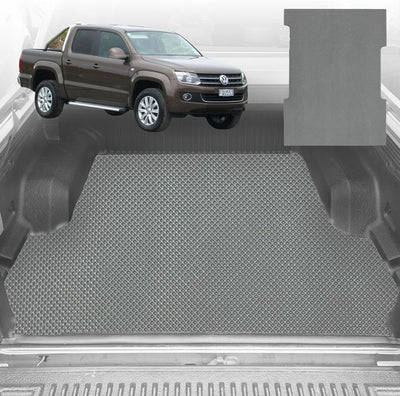 6D Diamond Ute Tub Mat for VolksWagen Amarok Dual Cab 2010-2022 (With Spray On Liner or No Liner) - Black & Grey - 0