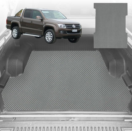 6D Diamond Ute Tub Mat for VolksWagen Amarok Dual Cab 2010-2022 - Black & Grey - 0