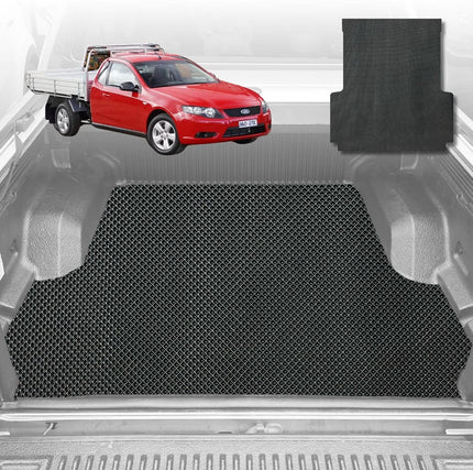 6D Diamond Ute Tub Mat for Ford Falcon Ute Single Cab (FG, fit for FPV models) 2008-2016 - Custom Fit - Black & Grey