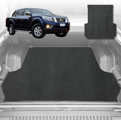 6D Diamond Ute Tub Mat for Nissan Navara King Cab (NP300-D23) 2015-Current (with Spray On Liner or No Liner) - Black & Grey