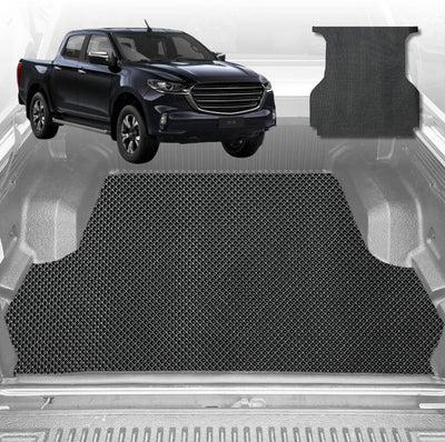 6D Diamond Ute Tub Mat for Mazda BT-50 Dual Cab (UP UR) 2011-2020 (with Spray on Liner or no Liner) - Black & Grey