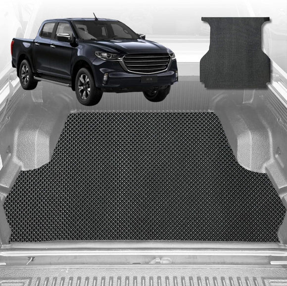 6D Diamond Ute Tub Mat for Mazda BT-50 Dual Cab (UP UR) 2011-2020 (with Spray on Liner or no Liner) - Black & Grey