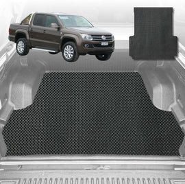 6D Diamond Ute Tub Mat for VolksWagen Amarok Dual Cab 2010-2022 (With Factory Plastic Tub Liner) - Black & Grey