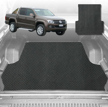 6D Diamond Ute Tub Mat for VolksWagen Amarok Dual Cab 2010-2022 - Black & Grey