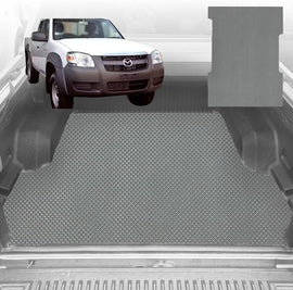 6D Diamond Ute Tub Mat for Mazda BT-50 (J97M) Super Cab 2006-2011 (with Spray On Liner or No Liner) - Black & Grey - 0