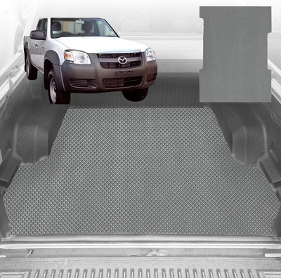 6D Diamond Ute Tub Mat for Mazda BT-50 (J97M) Super Cab 2006-2011 (with Spray On Liner or No Liner) - Black & Grey - 0