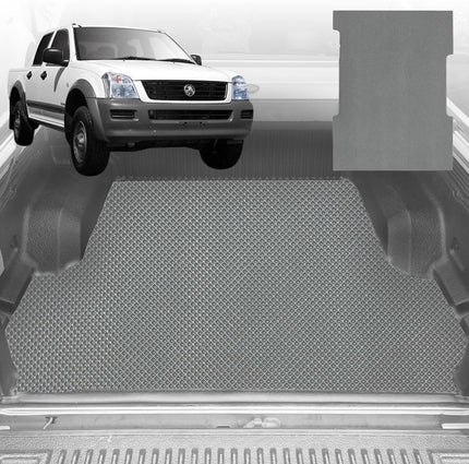 6D Diamond Ute Tub Mat for Holden Rodeo Single Cab 2003-2008 (with Spray On Liner or No Liner) - Black & Grey - 0