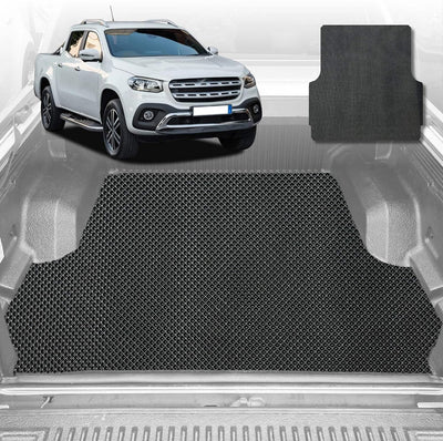 6D Diamond Ute Tub Mat for Mercedes-Benz X-Class Ute 2017-2021 (with Factory Plastic tub Liner) - Black & Grey