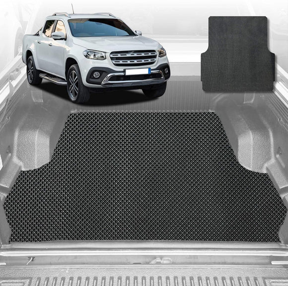 6D Diamond Ute Tub Mat for Mercedes-Benz X-Class Ute 2017-2021 (with Factory Plastic tub Liner) - Black & Grey