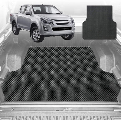 6D Diamond Ute Tub Mat for Isuzu D-Max Crew Cab RG 2020-Current (with Factory Plastic tub Liner) - Black & Grey