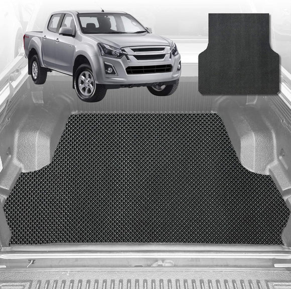 6D Diamond Ute Tub Mat for Isuzu D-Max Crew Cab RG 2020-Current (with Factory Plastic tub Liner) - Black & Grey