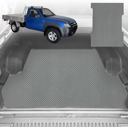6D Diamond Ute Tub Mat for Ford Ranger (PJ-PK) Single Cab 2006-2011 (with Spray On Liner or No Liner) - Black & Grey - 0