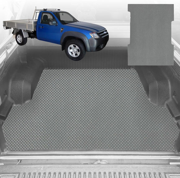 6D Diamond Ute Tub Mat for Ford Ranger (PJ-PK) Single Cab 2006-2011 (with Spray On Liner or No Liner) - Black & Grey