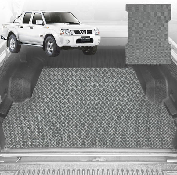 6D Diamond Ute Tub Mat for Nissan Navara Dual Cab 1997-2018 - Custom Fit - Black & Grey