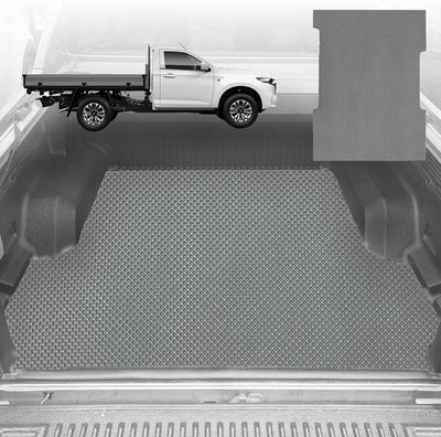 6D Diamond Ute Tub Mat for Mazda BT-50 (J97M) Single Cab 2006-2011 (With Spray On Liner or No Liner) - Black & Grey - 0