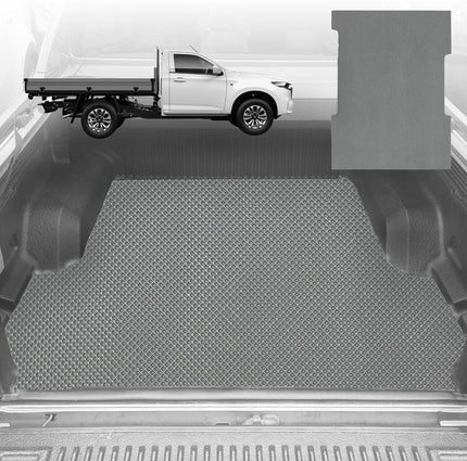 6D Diamond Ute Tub Mat for Mazda BT-50 (J97M) Single Cab 2006-2011 - Black & Grey - 0
