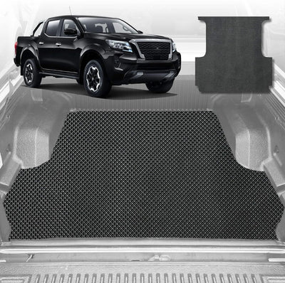 6D Diamond Ute Tub Mat for Nissan Navara Dual Cab NP300/D23 STX (Without Rear cupholder) 2015-Current (with Spray on Liner or no Liner) - Black & Grey