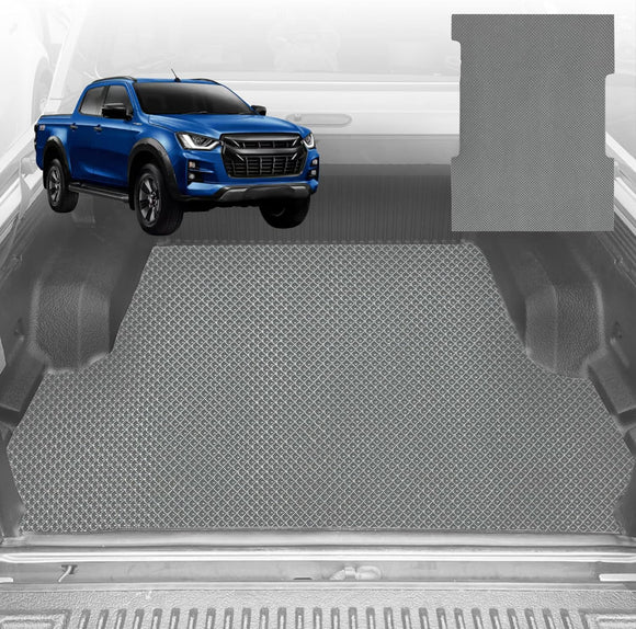 6D Diamond Ute Tub Mat for Isuzu D-Max Crew Cab (RT50/85) 2011-2020 (with Spray on Liner or no Liner) - Black & Grey