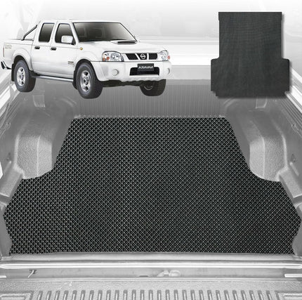 6D Diamond Ute Tub Mat for Nissan Navara Dual Cab 1997-2018 - Custom Fit - Black & Grey