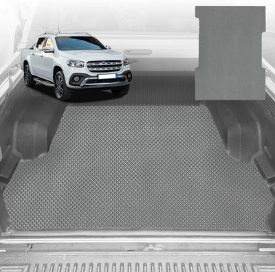 6D Diamond Ute Tub Mat for Mercedes-Benz X-Class Ute 2017-2021 (with Spray on Liner or no Liner) - Black & Grey - 0