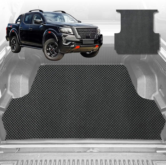 6D Diamond Ute Tub Mat for Nissan Navara Dual Cab Pro-4X 2022-Current (with Spray on Liner or no Liner) - Black & Grey