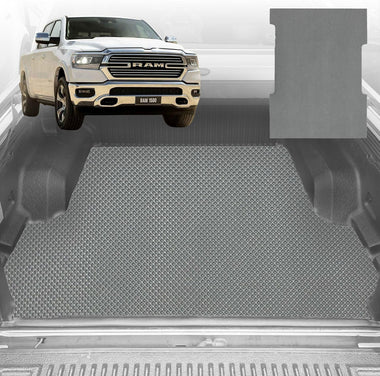 6D Diamond Ute Tub Mat for RAM 1500 Laramie (DT) 2019-Current - In 2 Pcs - Black & Grey - 0