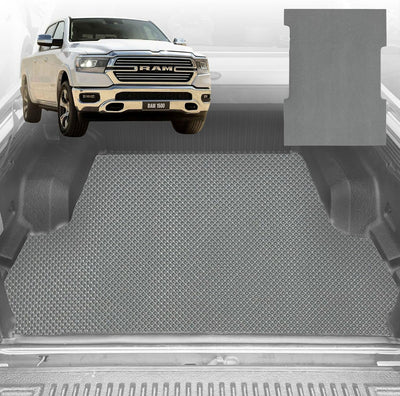 6D Diamond Ute Tub Mat for RAM 1500 Laramie (DT) 2019-Current with rambox 5ft 7in Bed Length - Black & Grey - 0