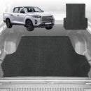 6D Diamond Ute Tub Mat for SsangYong Musso LWB Dual Cab 2018-Current - Black & Grey-1