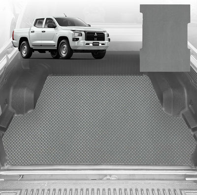 6D Diamond Ute Tub Mat for All-New Mitsubishi Triton Double Cab (LC/MV) 2024-Current (with Factory Plastic Tub Liner) - Black & Grey - 0