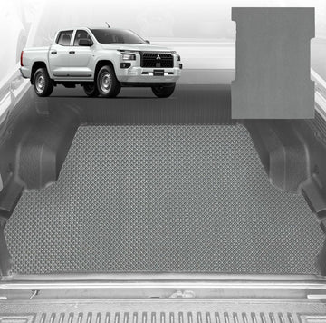 6D Diamond Ute Tub Mat for All-New Mitsubishi Triton Double Cab (LC/MV) 2024-Current - Black & Grey - 0