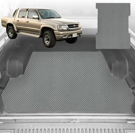 6D Diamond Ute Tub Mat for Toyota Hilux Double Cab 1997-2005 (with Spray On Liner or No Liner) - Black & Grey - 0