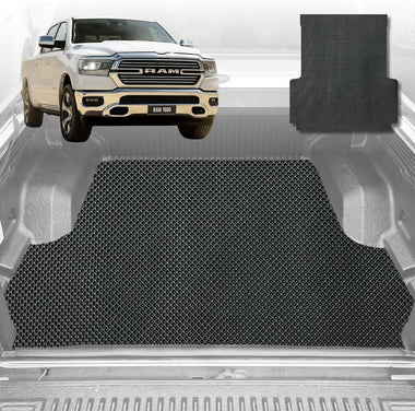 6D Diamond Ute Tub Mat for RAM 1500 Laramie (DT) 2019-Current - In 2 Pcs - Black & Grey