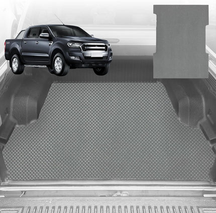 6D Diamond Ute Tub Mat for Ford Ranger (PX Dual Cab Ute) 2012-2015 - Black & Grey - 0