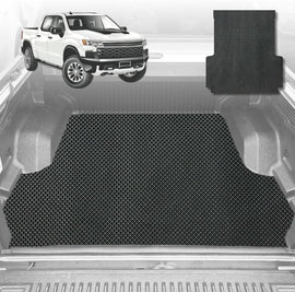 6D Diamond Ute Tub Mat for Chevrolet Silverado (GMT T1XX) 2019-Current 6ft 10in Bed Length - Black & Grey - 2 Pcs