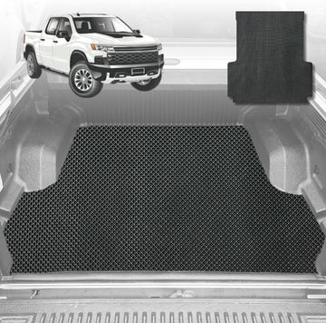 6D Diamond Ute Tub Mat for Chevrolet Silverado 1500 (GMT T1XX) 2019 - Current (6ft 10 in Bed) - Black & Grey - In 2 Pcs