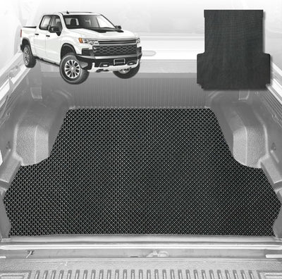 6D Diamond Ute Tub Mat for Chevrolet Silverado (GMT T1XX) 2019-Current 6ft 10in Bed Length - Black & Grey - 2 Pcs