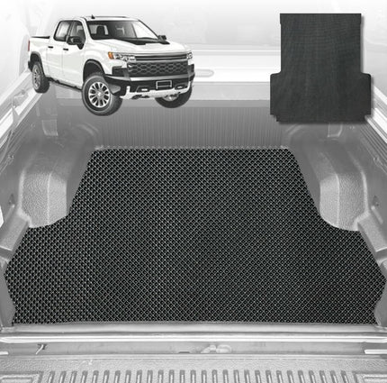 6D Diamond Ute Tub Mat for Chevrolet Silverado (GMT T1XX) 2019-Current 6ft 10in Bed Length - Black & Grey - 2 Pcs