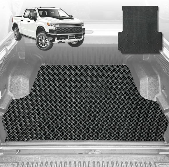 6D Diamond Ute Tub Mat for Chevrolet Silverado (GMT T1XX) 2019-Current 6ft 10in Bed Length - Black & Grey - 2 Pcs