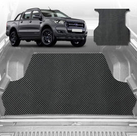 6D Diamond Ute Tub Mat for Ford Ranger (PX2 Dual Cab Ute) 2015-2018 - Black & Grey