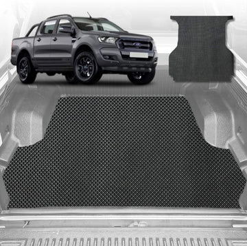 6D Diamond Ute Tub Mat for Ford Ranger (PX2 Dual Cab Ute) 2015-2018 - Black & Grey