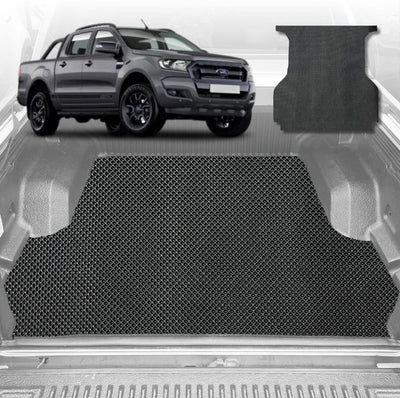 6D Diamond Ute Tub Mat for Ford Ranger (PX2 Dual Cab Ute) 2015-2018 (with Spray on Liner or no Liner) - Black & Grey