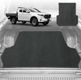 6D Diamond Ute Tub Mat for Mazda BT-50 (J97M) Dual Cab 2006-2011 (with Spray On Liner or No Liner) - Black & Grey